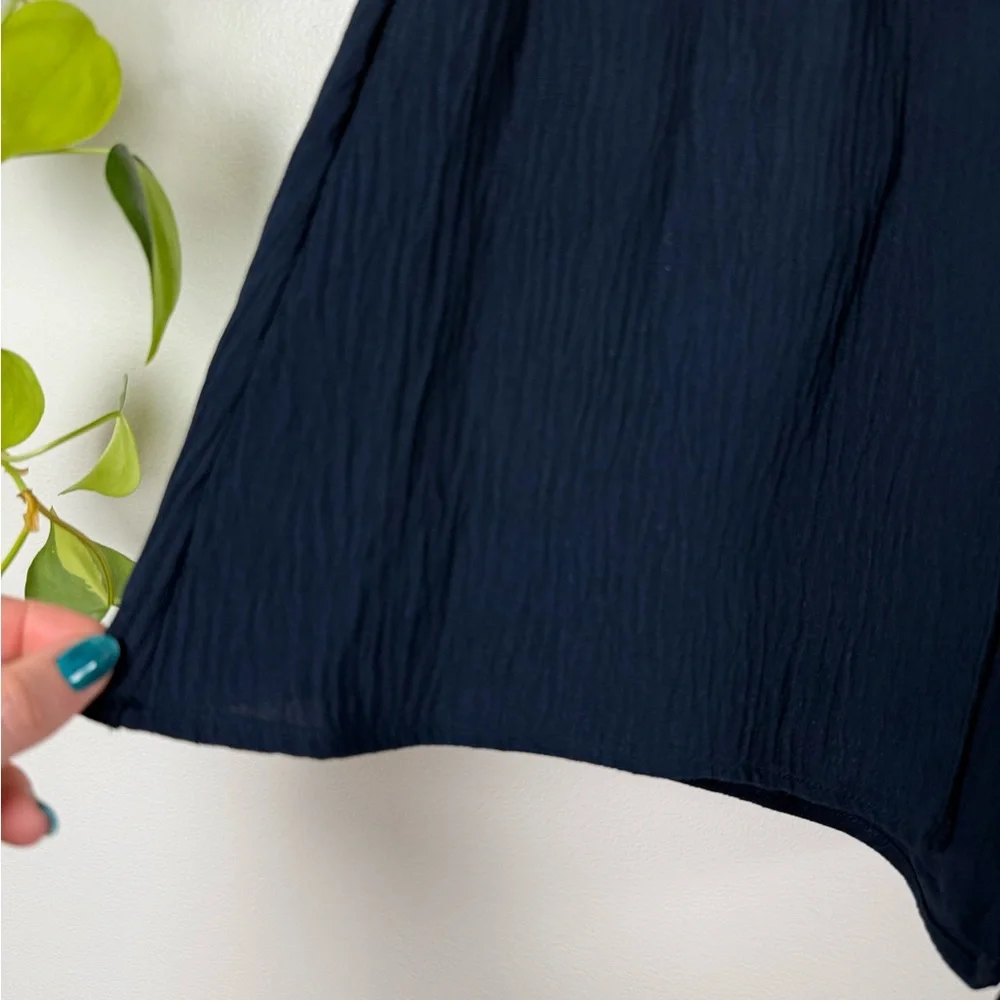 Petal + Pup Navy Blue Crinkle Gauze Shorts Elastic Waist Drawstring Size S - Picture 2 of 6